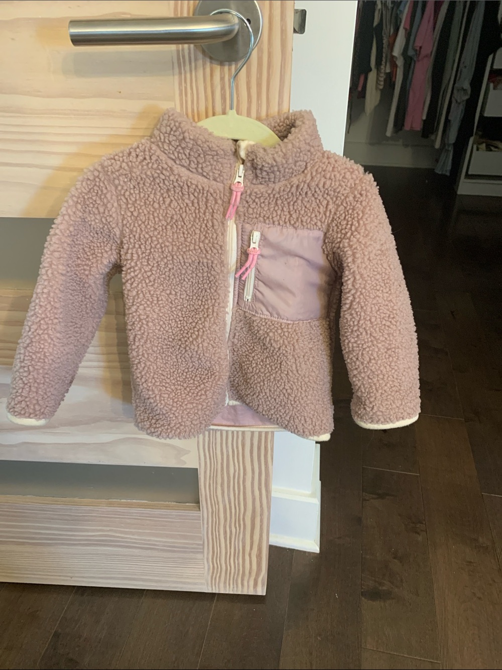 Baby Cozy Teddy Fleece Jacket in Dusty Pink - 18m
